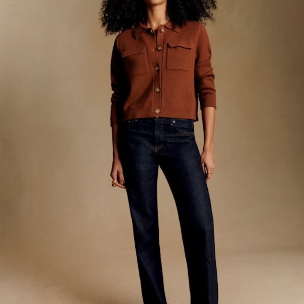 Sezane Betty Brown Cardigan Sweater - Picture 2 of 7